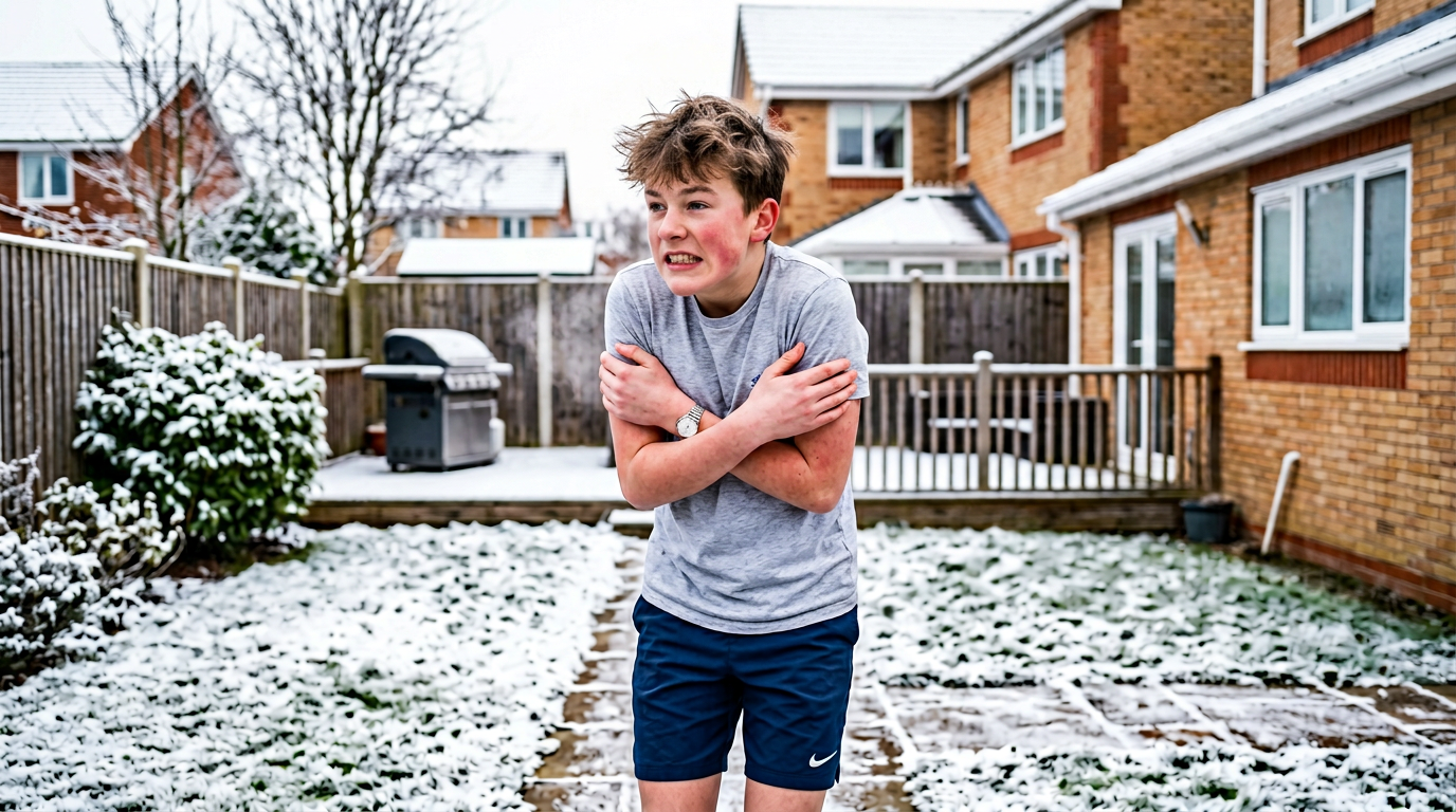 Teen squeals outside